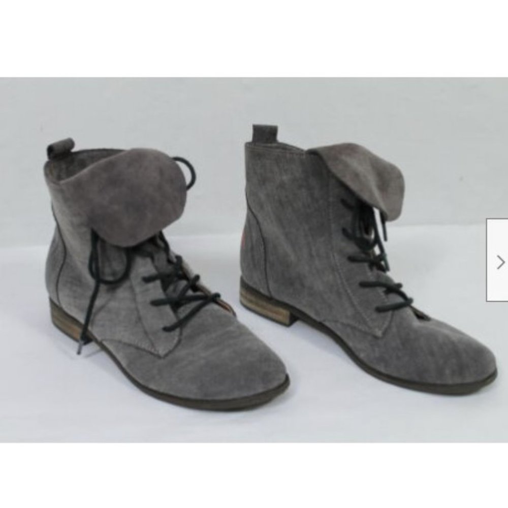 Le Bunny Bleu Gray Suede Leather Lace Up Boots 7 - Picture 3 of 5